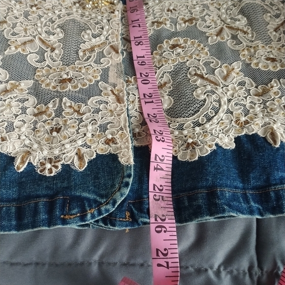 Berek Embellished Lace Pearls & Sequins Denim Jacket plus size 1XL - Picture 8 of 12